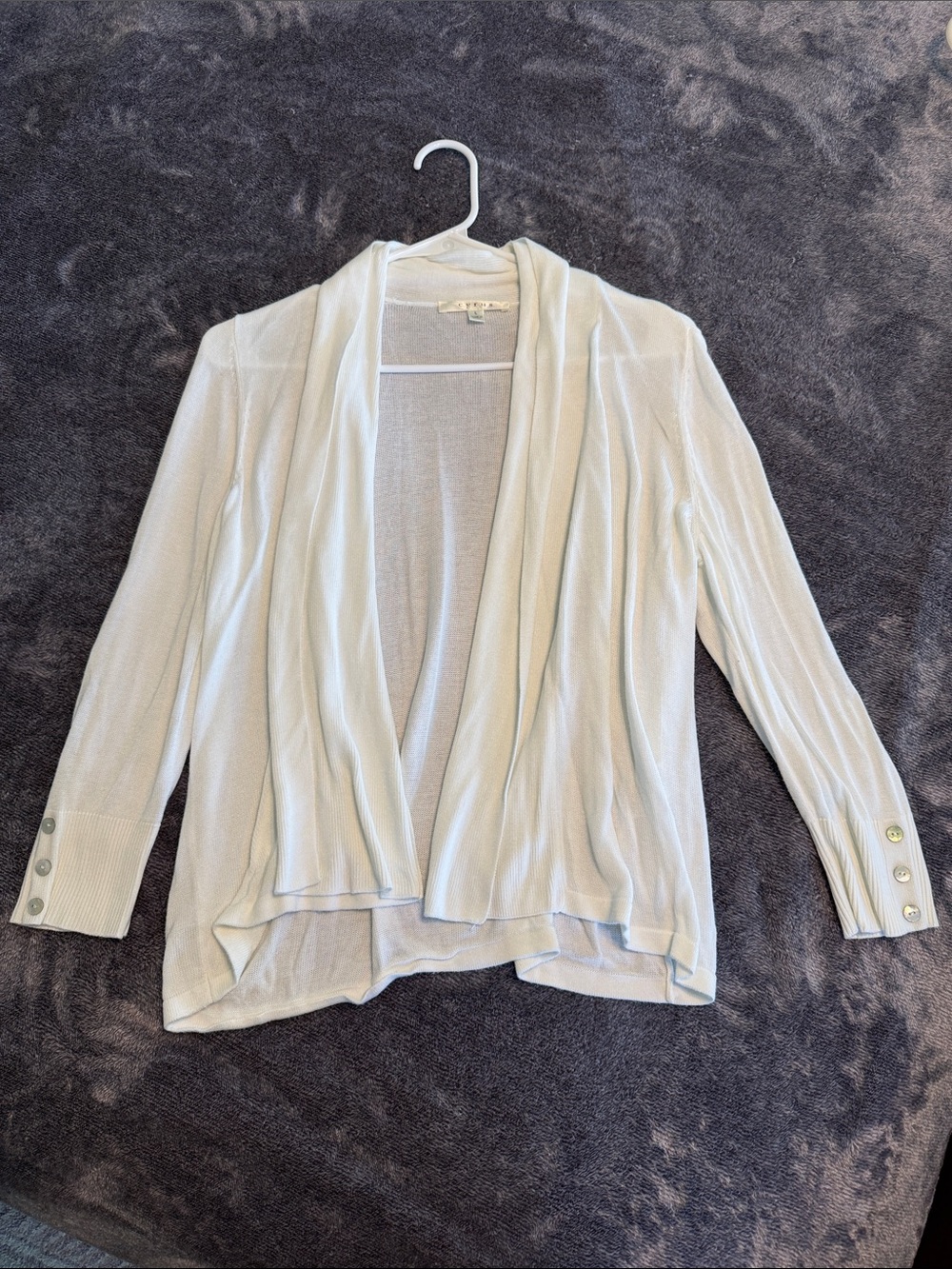 Women’s L White Open-Front Shawl Collar Cardigan